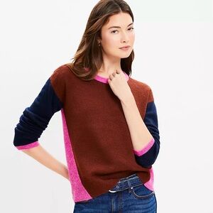 Colorblock Ribtrim Flare Sleeve Sweater